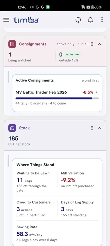 Timbba app screen